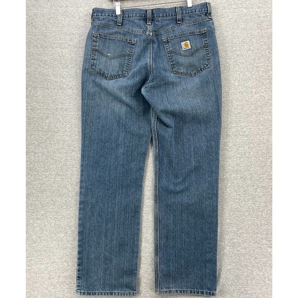 Carhartt Jeans Mens 36 X 32 Blue Denim Relaxed Fit Straight Leg Rugged Workwear - Picture 3 of 12
